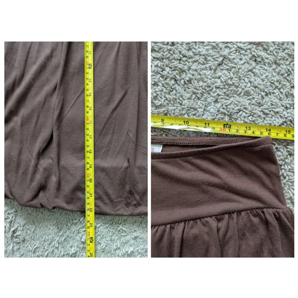 Y2K Derek Heart Bubble Skirt M Brown Thick Elastic Waist Beachy Fairy Forest